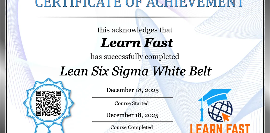 Samples of the certficates issued by Learn Fast