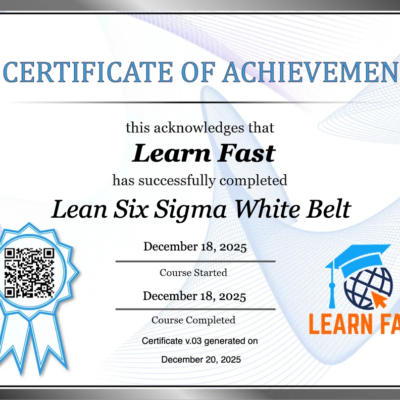 Samples of the certficates issued by Learn Fast